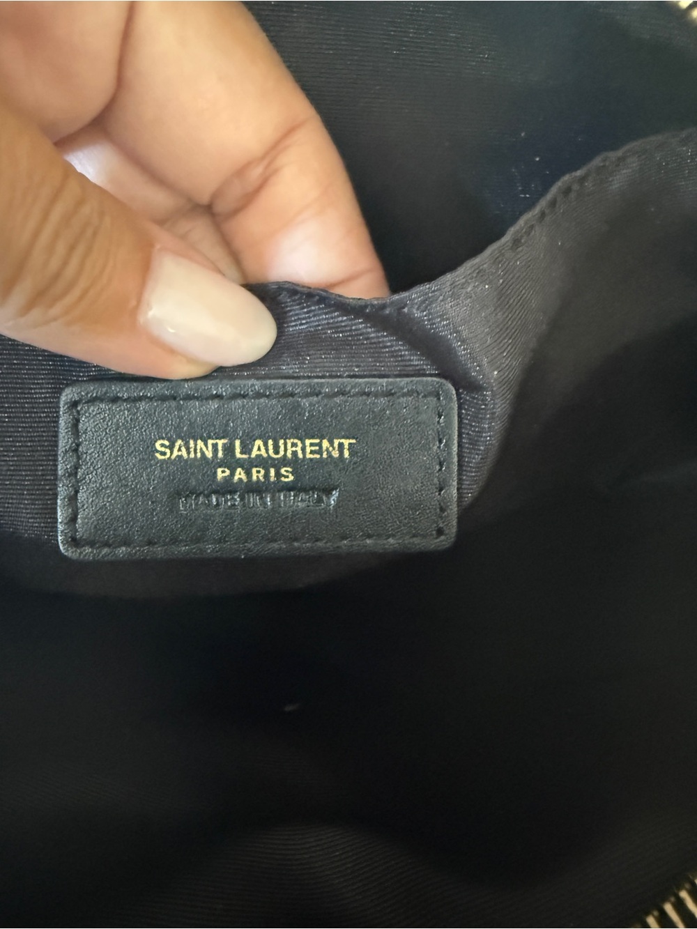 Saint Laurent Black Chevron Quilted Leather Crossbody Gold YSL used Great - Picture 3 of 4